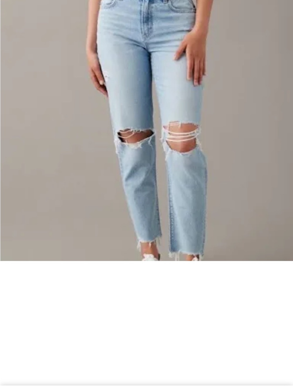 American Eagle Outfitters Light Blue Ripped Straight Leg Jeans